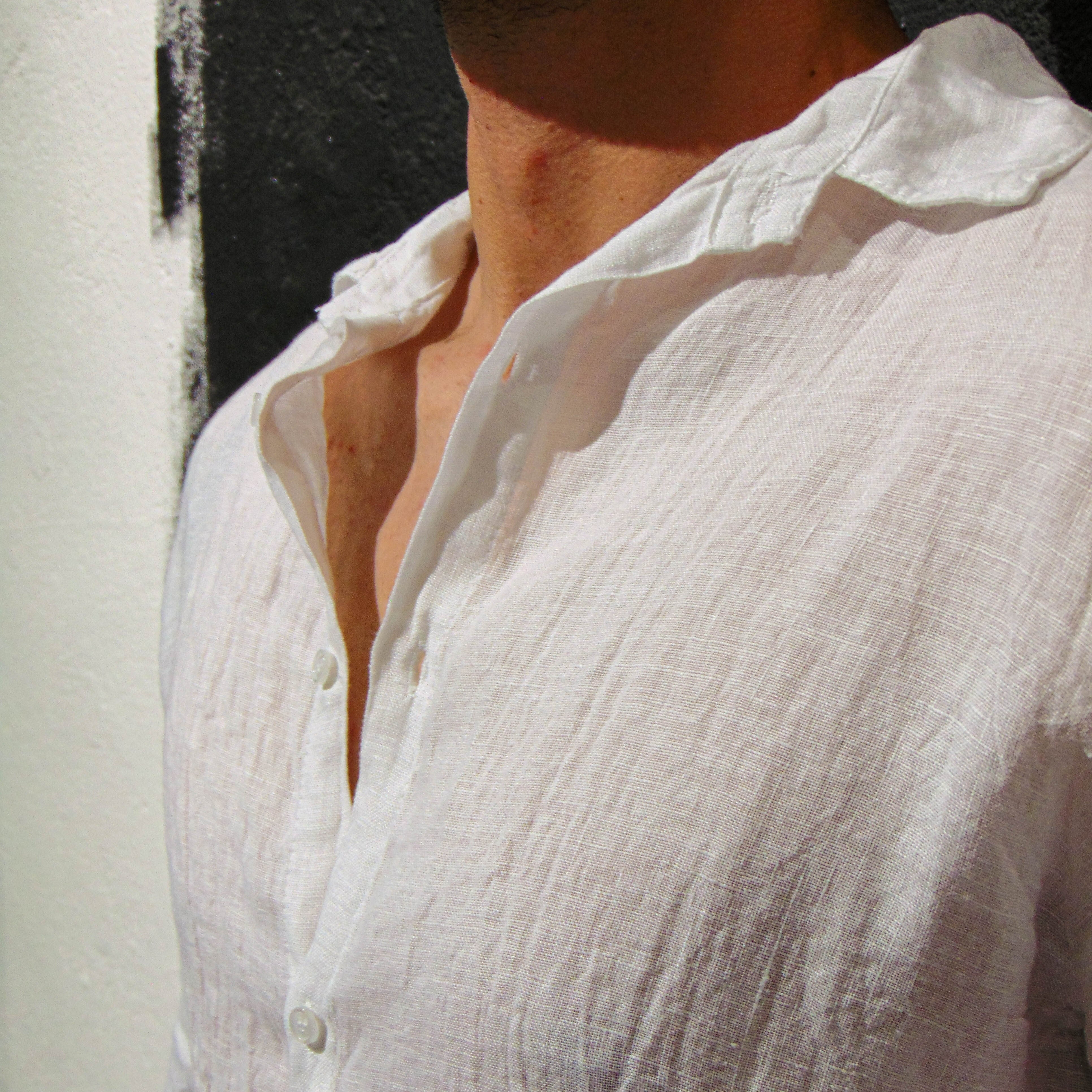 Camicia in Lino Colletto Francese Bianca
