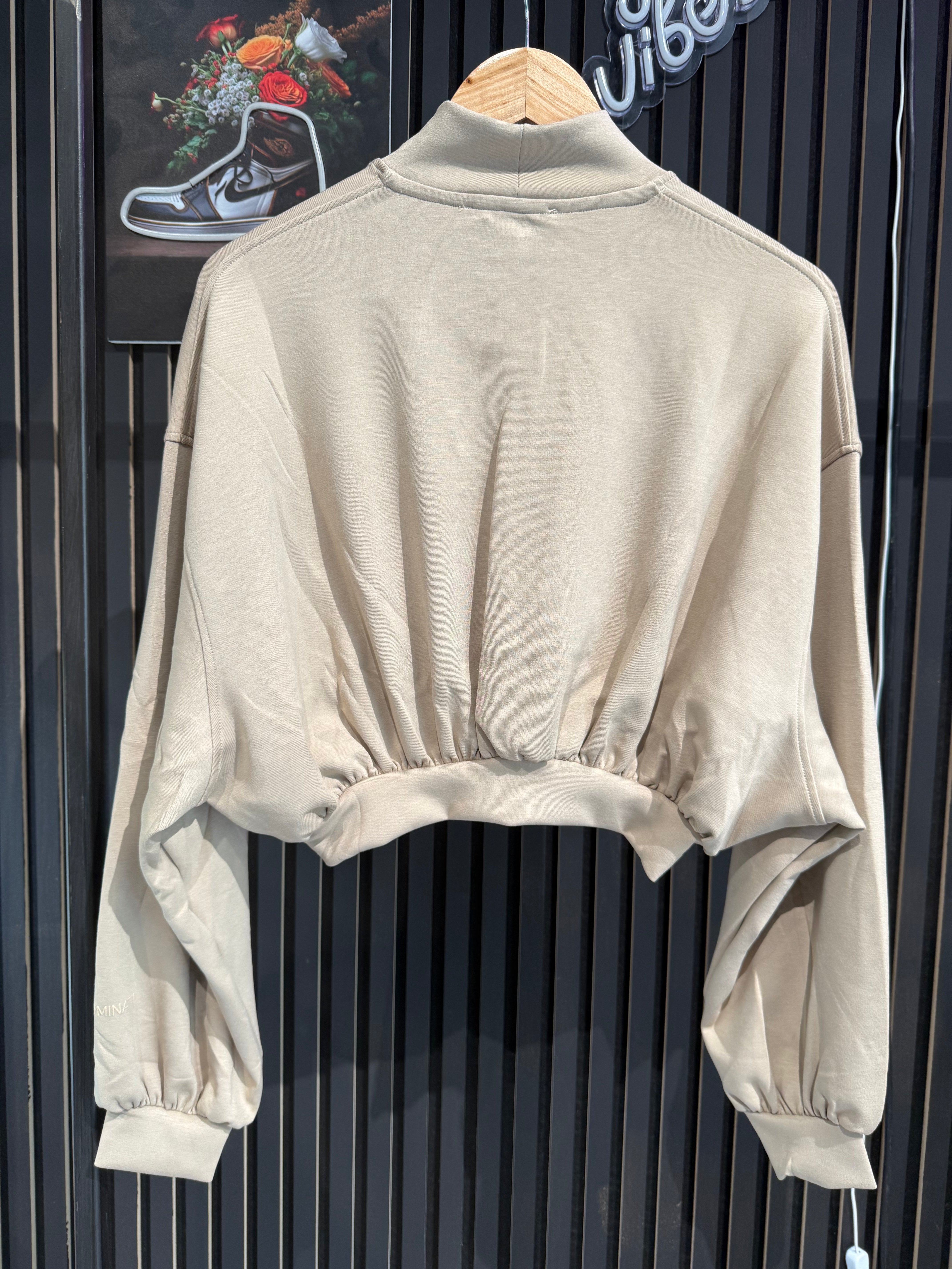 Felpa Collo alto Corta in viscosa beige HINNOMINATE