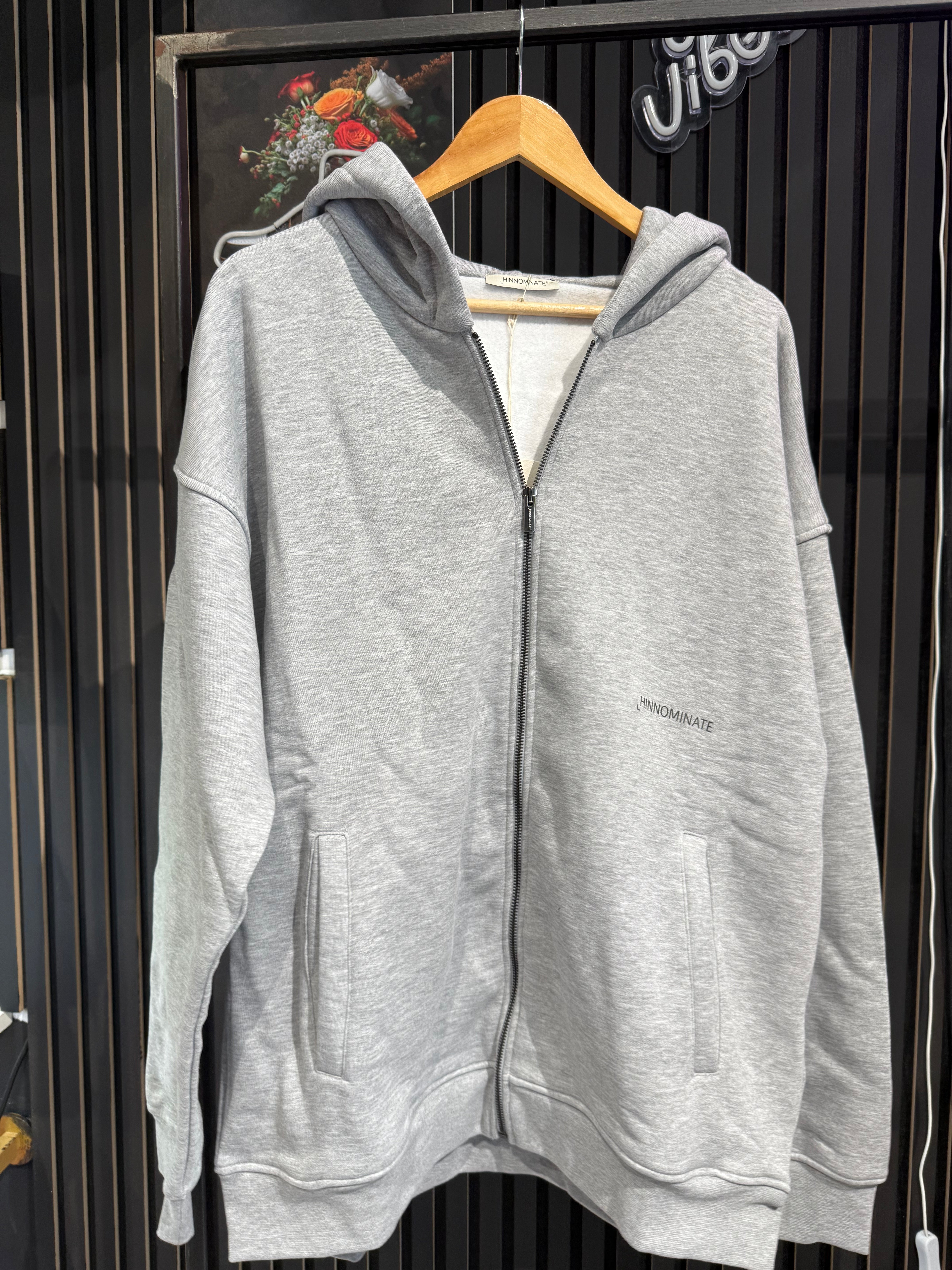 Felpa full zip con cappuccio grigia HINNOMINATE