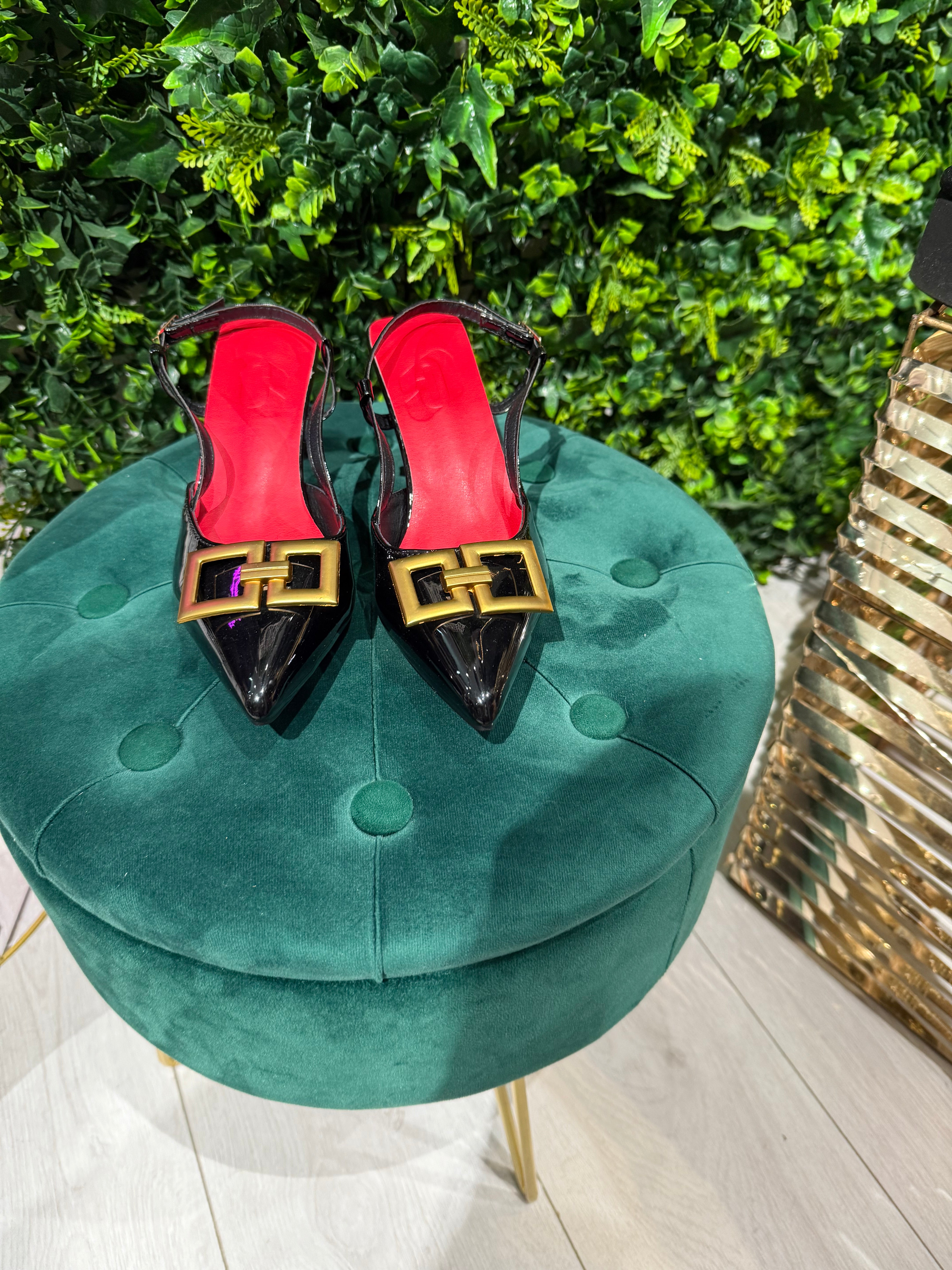 Slingback Nera Con Fibbia