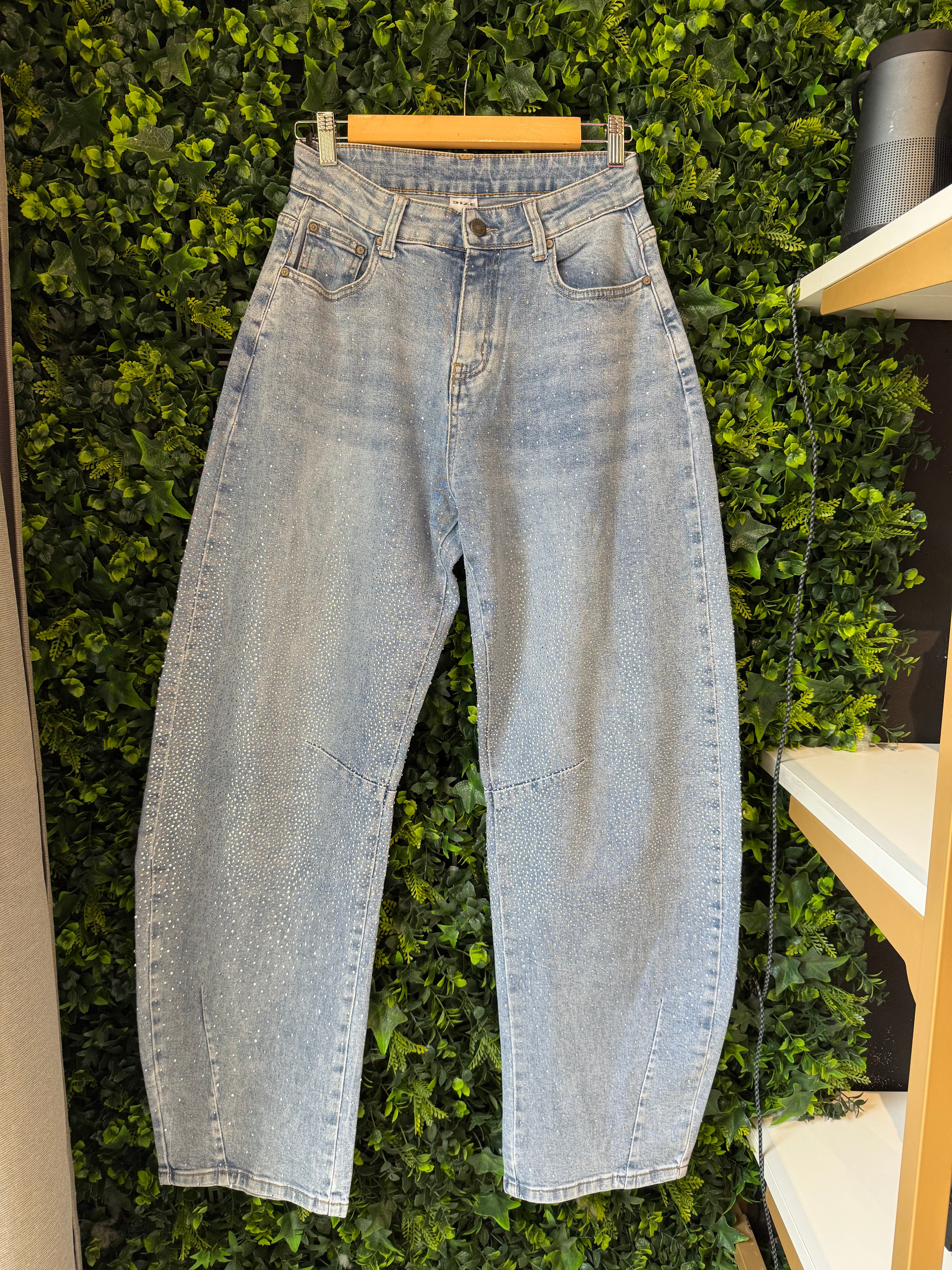 Jeans Ballon Con Brillantini