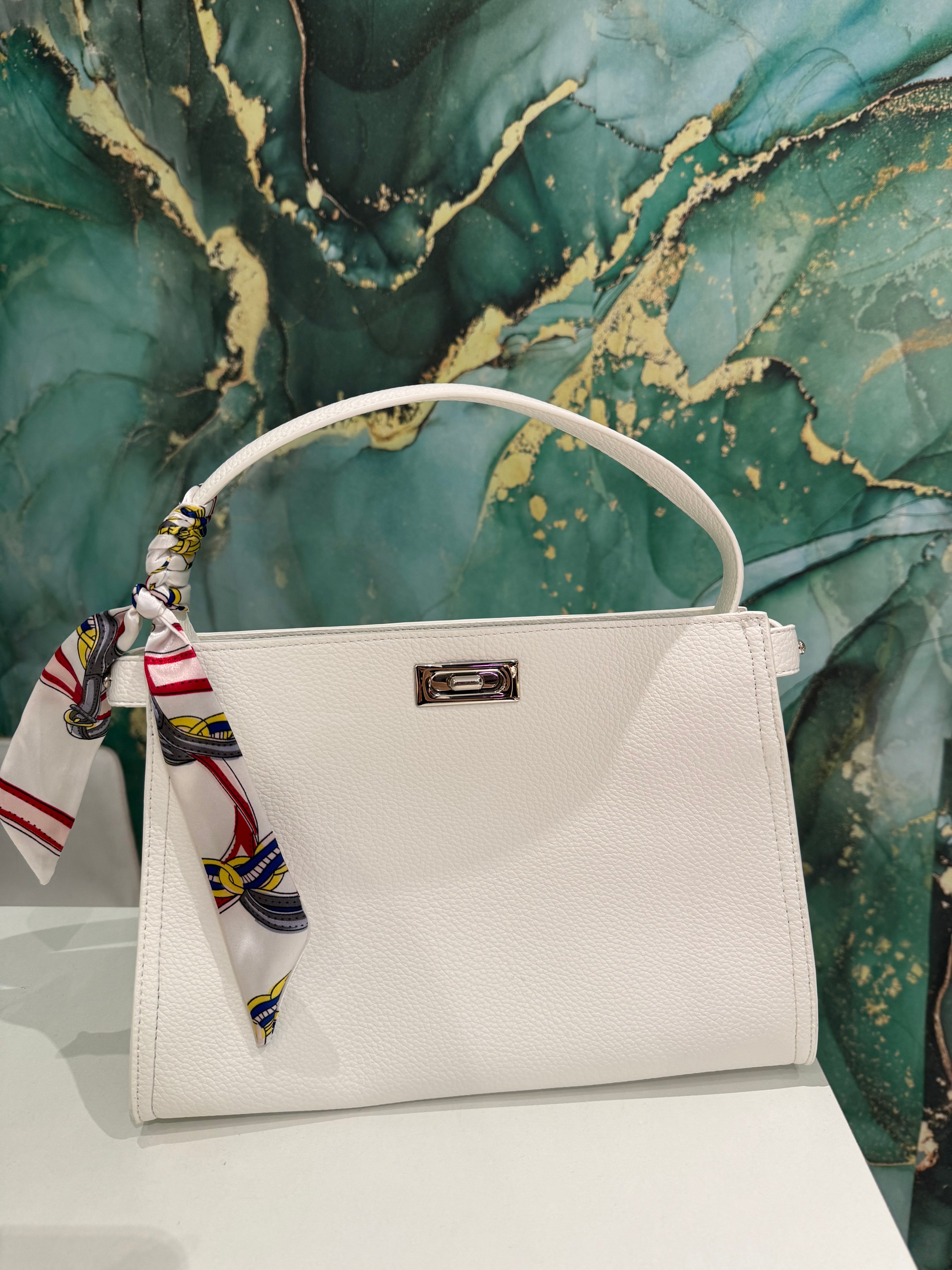 Borsa Bianca Con Dettaglio Argento