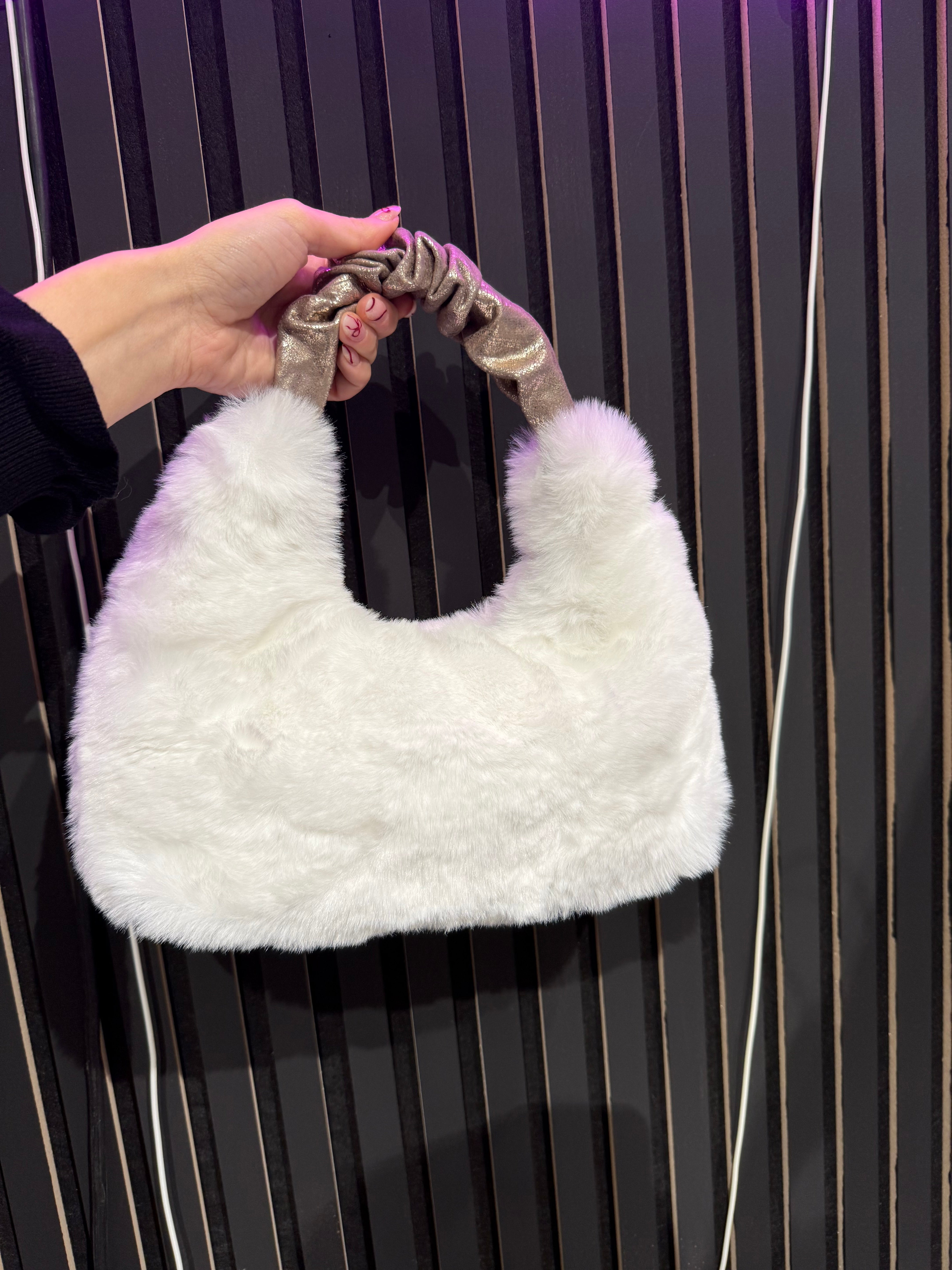 Borsa Bianca Con Pelo